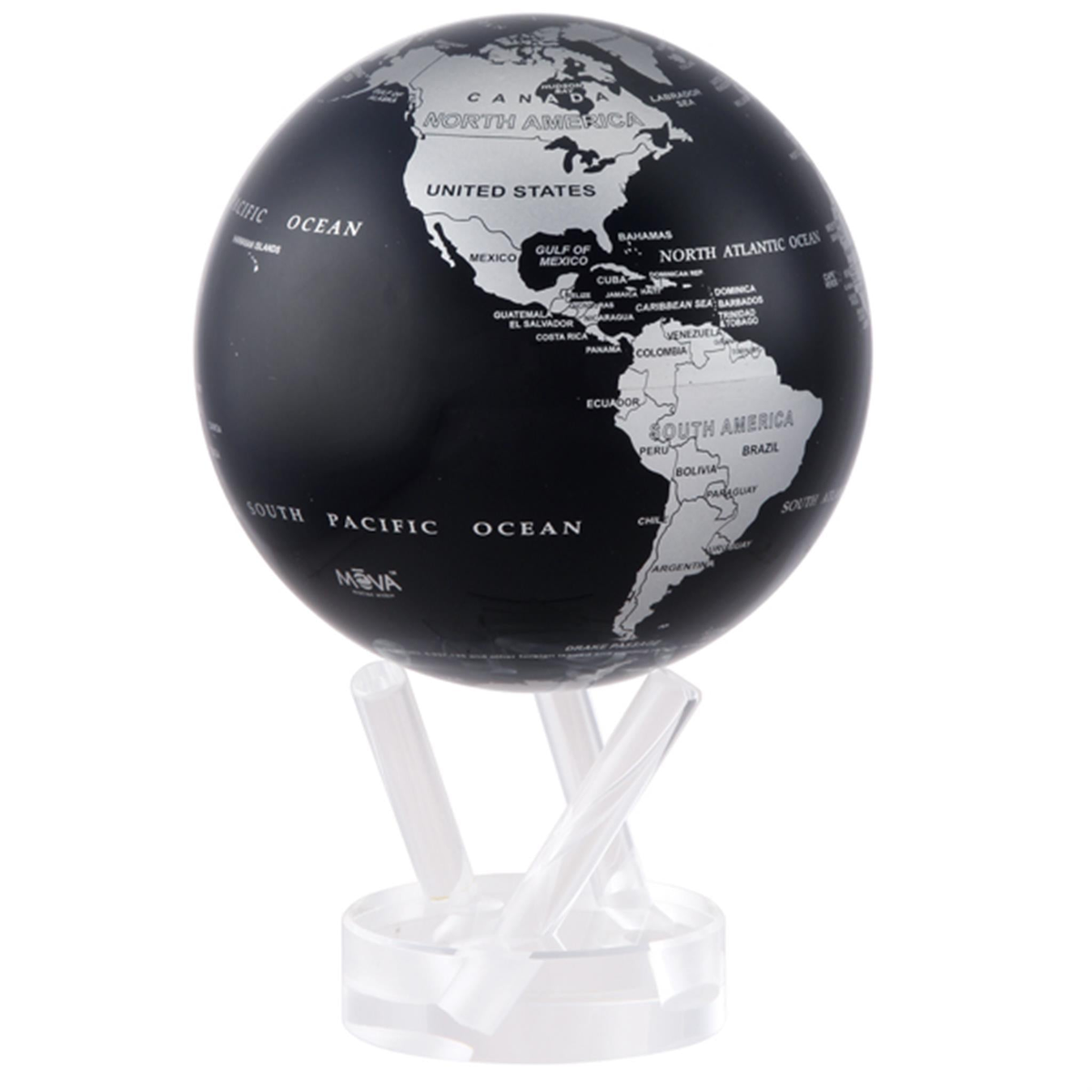 MOVA 6" Silver and Black Metallic Globe with Acrylic Base