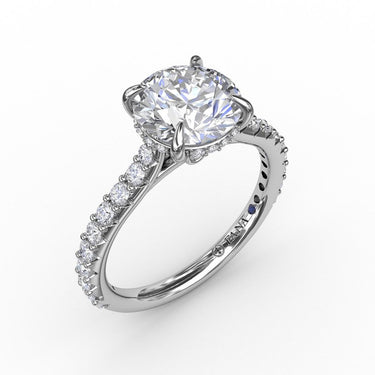 Lasker Big Rocks Lab-Grown Diamond Collection Fana 14Kt White Gold 3.23ct Round Lab-Crafted Diamond & 0.47cttw Natural Diamond Pave & Hidden Halo Engagement Ring
