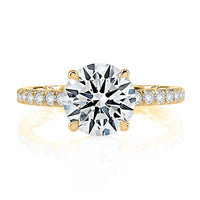 A. Jaffe Round Diamond Hidden Halo Pave Basket Engagement Ring in 14K Yellow Gold