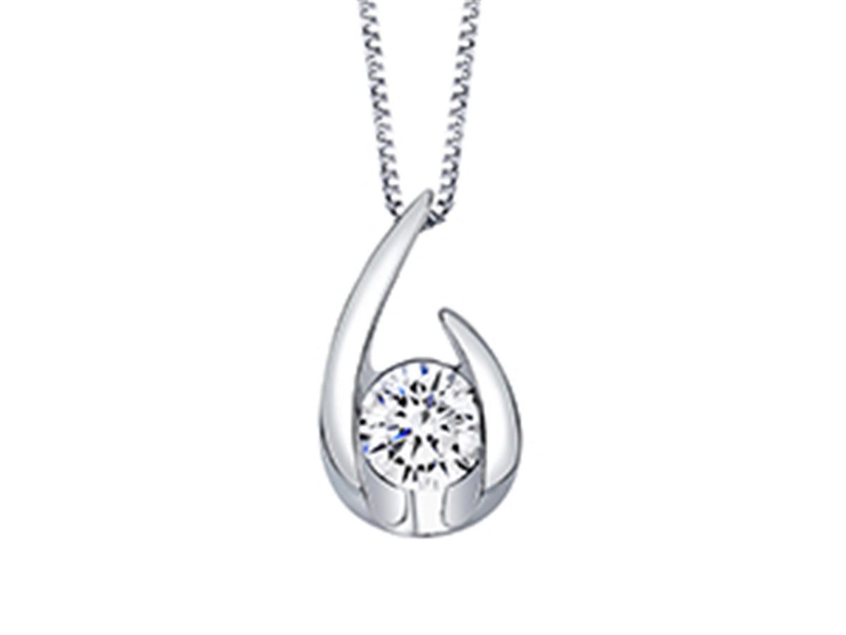 Hooked On Love 10Kt White Gold Solitaire Pendant With .10ct Natural Diamond