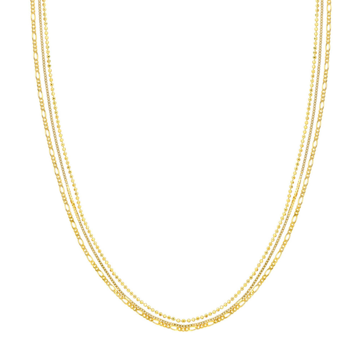 18" 14K Yellow Gold Triple Layer Adjustable Necklace