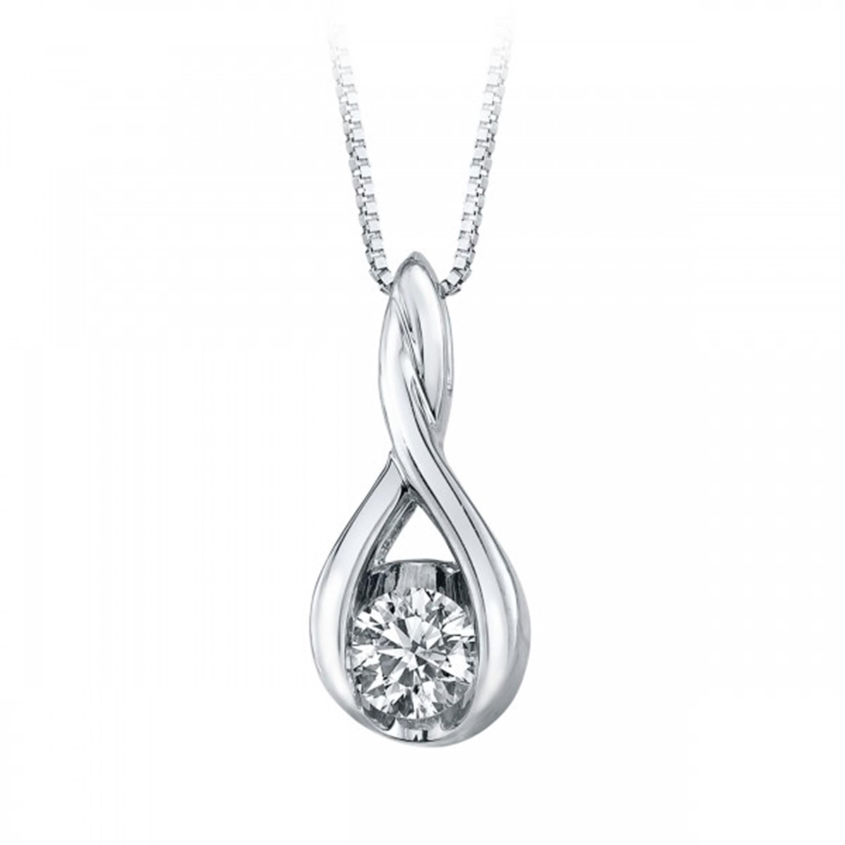 10Kt White Gold Solitaire Pendant 0.10cttw Natural Diamonds