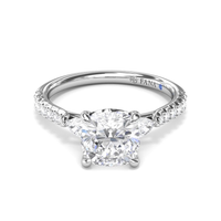 14Kt White Gold Three-Stone Engagement Ring Mounting With 0.41cttw Natural Diamonds