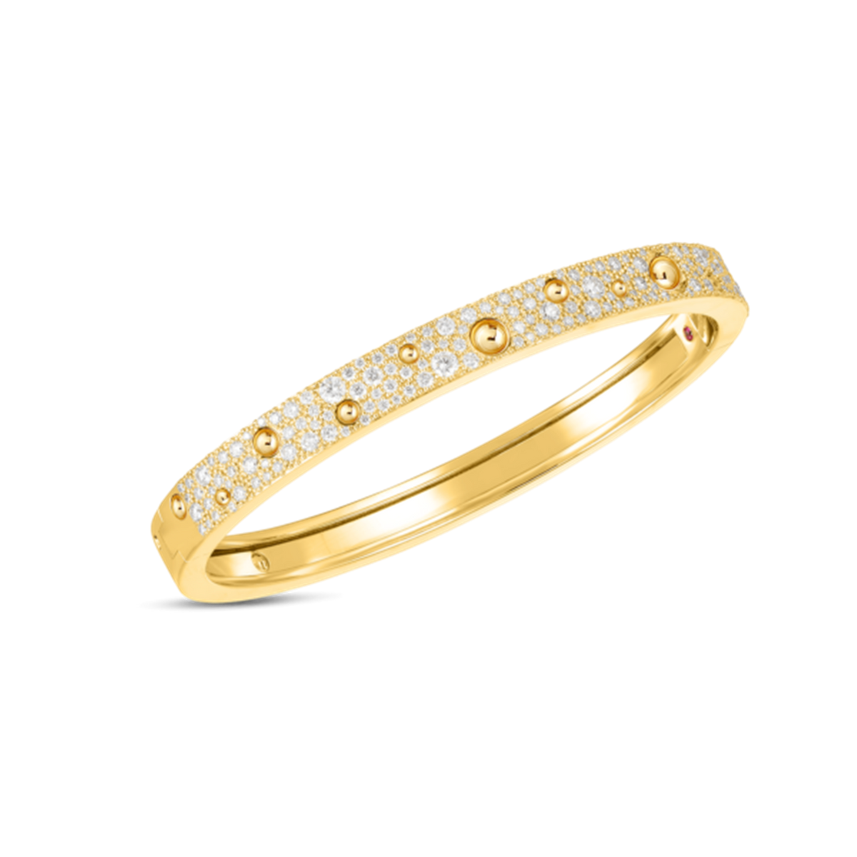 Roberto Coin 18Kt Yellow Gold Pois Moi Hinged Luna Bangle with Natural Diamonds