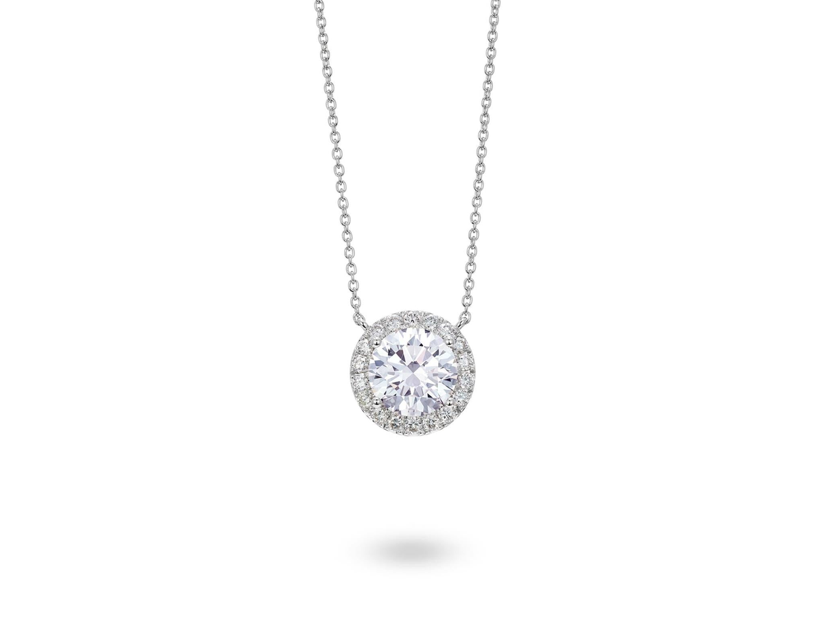 14Kt White Gold Halo Pendant With 2.00cttw Lab-Grown Diamonds