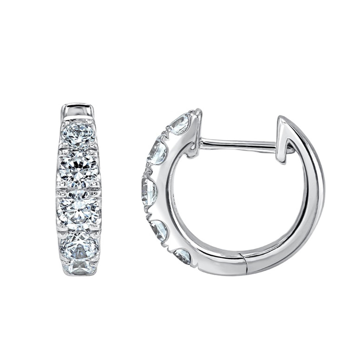 Fire & Ice 18Kt White Gold Azalea Hoop Earrings With .92cttw Natural Diamonds