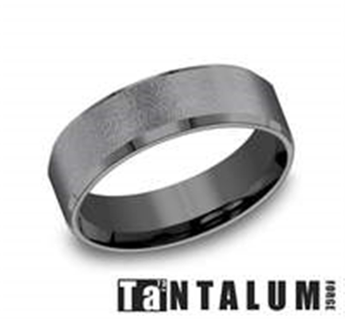 Tantalum Gray Engraved Wedding Band