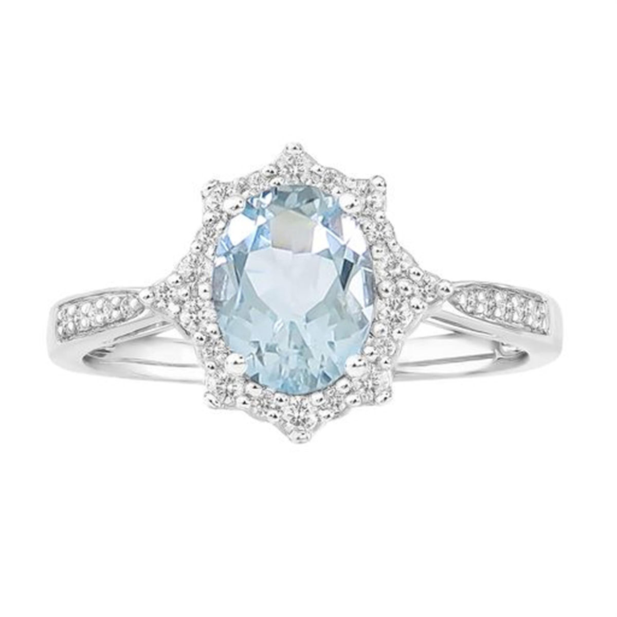 14Kt White Gold 1.17Ct Aquamarine Diamond Ring