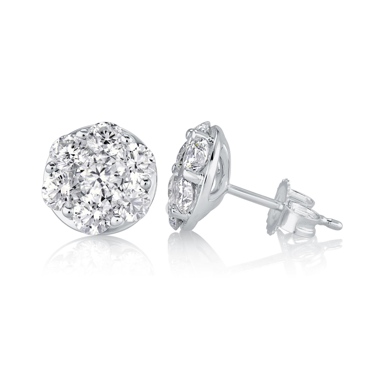 18Kt White Gold Classic Stud Earrings 0.25cttw Natural Diamonds