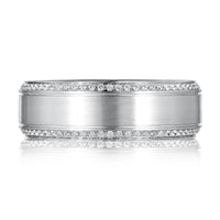 A. Jaffe Expandable 14Kt White Gold Satin Center with Double Edge 0.58cttw Diamond Eternity Men's Band