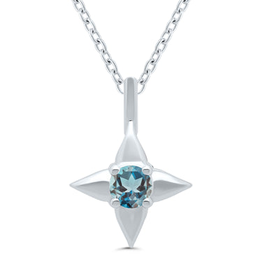 Star of Hope Sterling Silver December Birthstone Pendant with 3mm Round Blue Topaz on 18" Chain