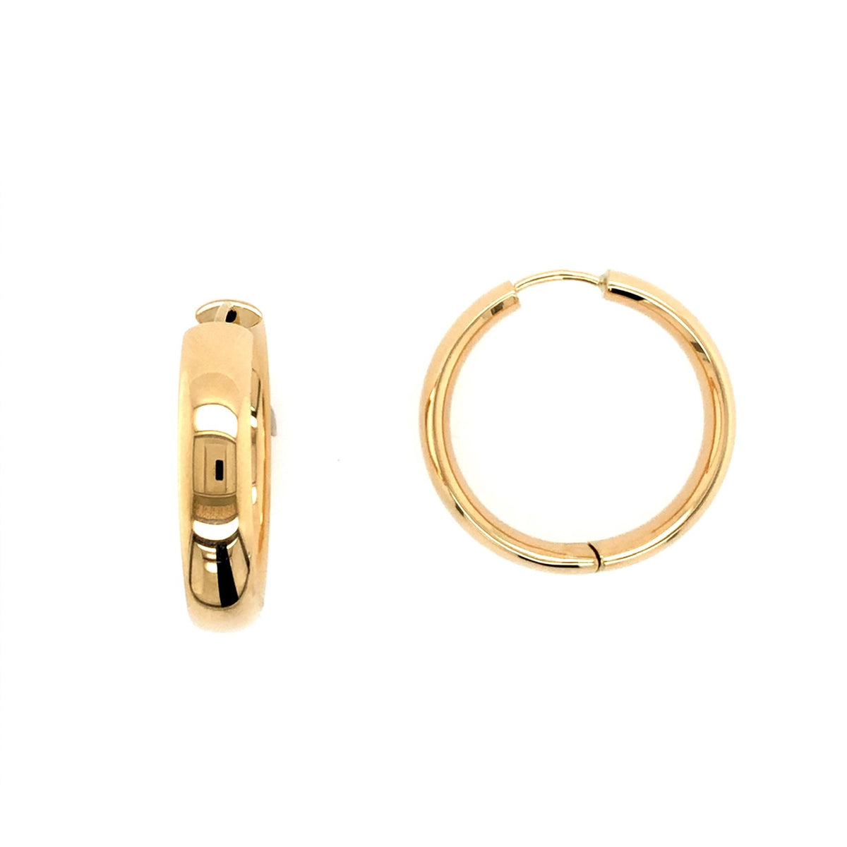 14Kt Yellow Gold 26x3mm Round Hinged Hoop Earrings