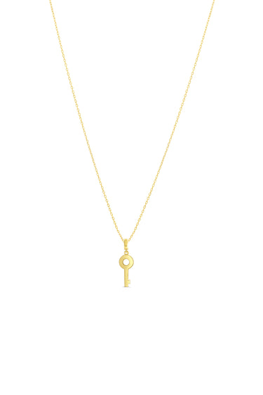 Bella Gold Collection 10Kt Yellow Gold Key Pendant on Adjustable 18" Cable Chain