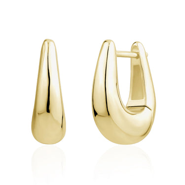 Sterling Silver Wedge Rectangular Huggie Earrings in 14K Yellow Gold Plating