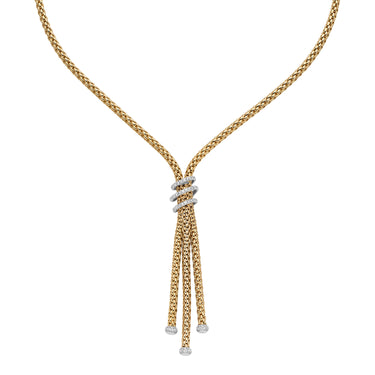 FOPE 18Kt Yellow Italian Gold PRIMA Collection Lariat Necklace with 0.49ctw Diamond Pave