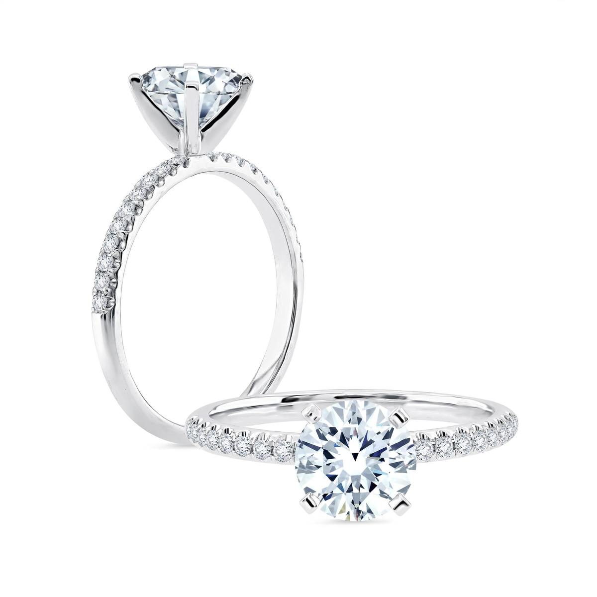 14Kt White Gold Petite Engagement Ring Mounting - Center Stone Sold Separately