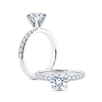 14Kt White Gold Classic Prong Set Diamond Ring Mounting - Round Center Sone Sold Separately