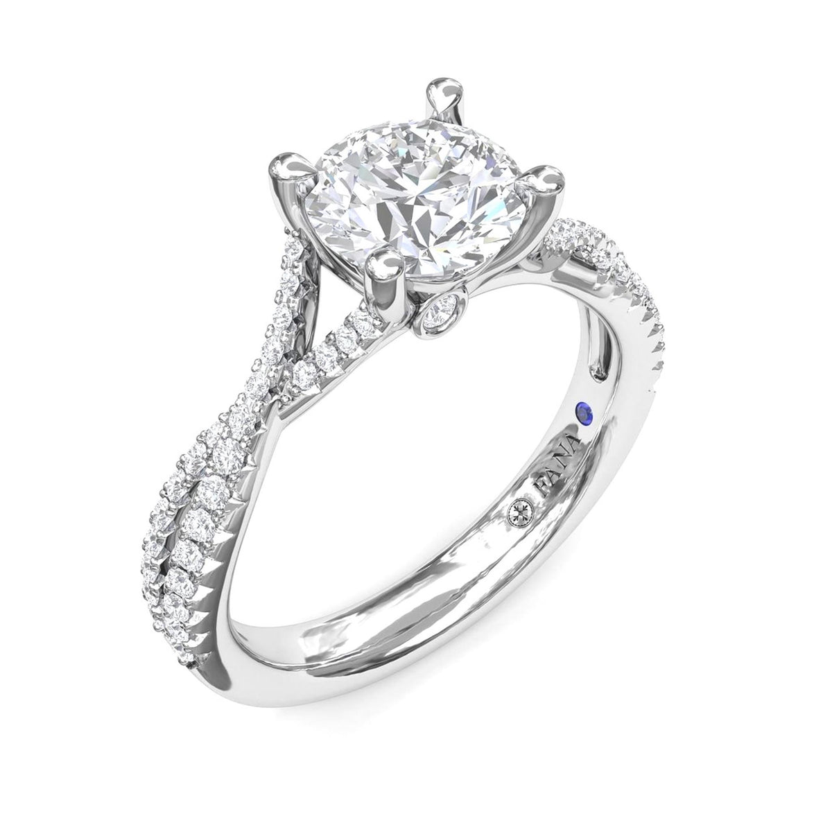 14Kt White Gold Free-Form Engagement Ring Mounting With 0.31cttw Natural Diamonds