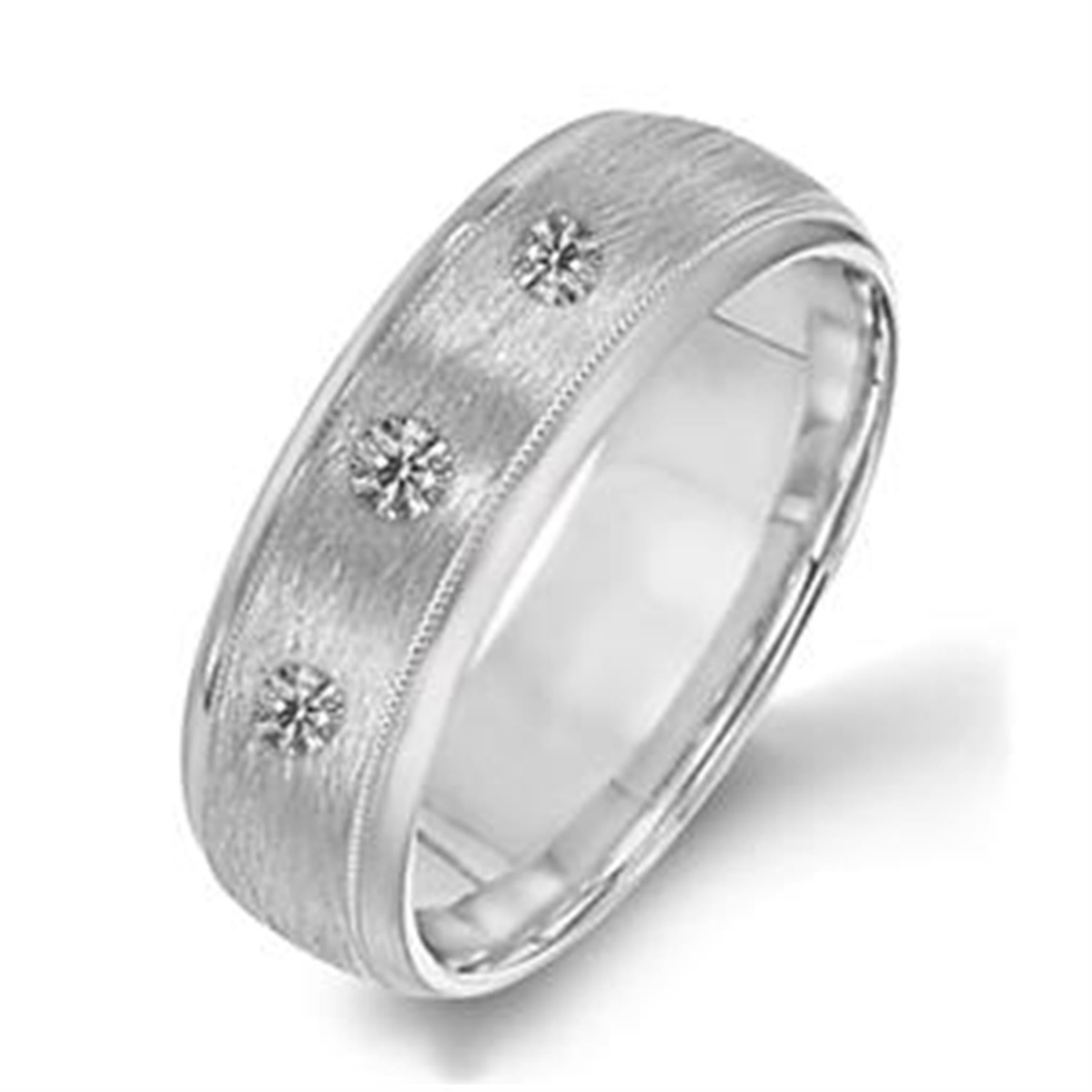 14Kt White Gold 8mm Comfort Fit Wedding Band with 3.25cttw Natural Diamonds (Color G-H, Clarity SI1) -Size 6.5