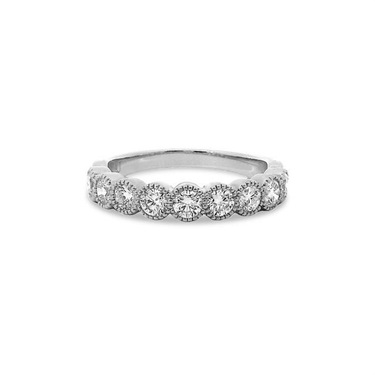 14Kt White Gold Arianna Lux 0.91cttw Milgrain Bezel Set Natural Diamond Anniversary Band
