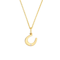 14Kt Yellow Gold Horshoe Pendant with Accent Diamond