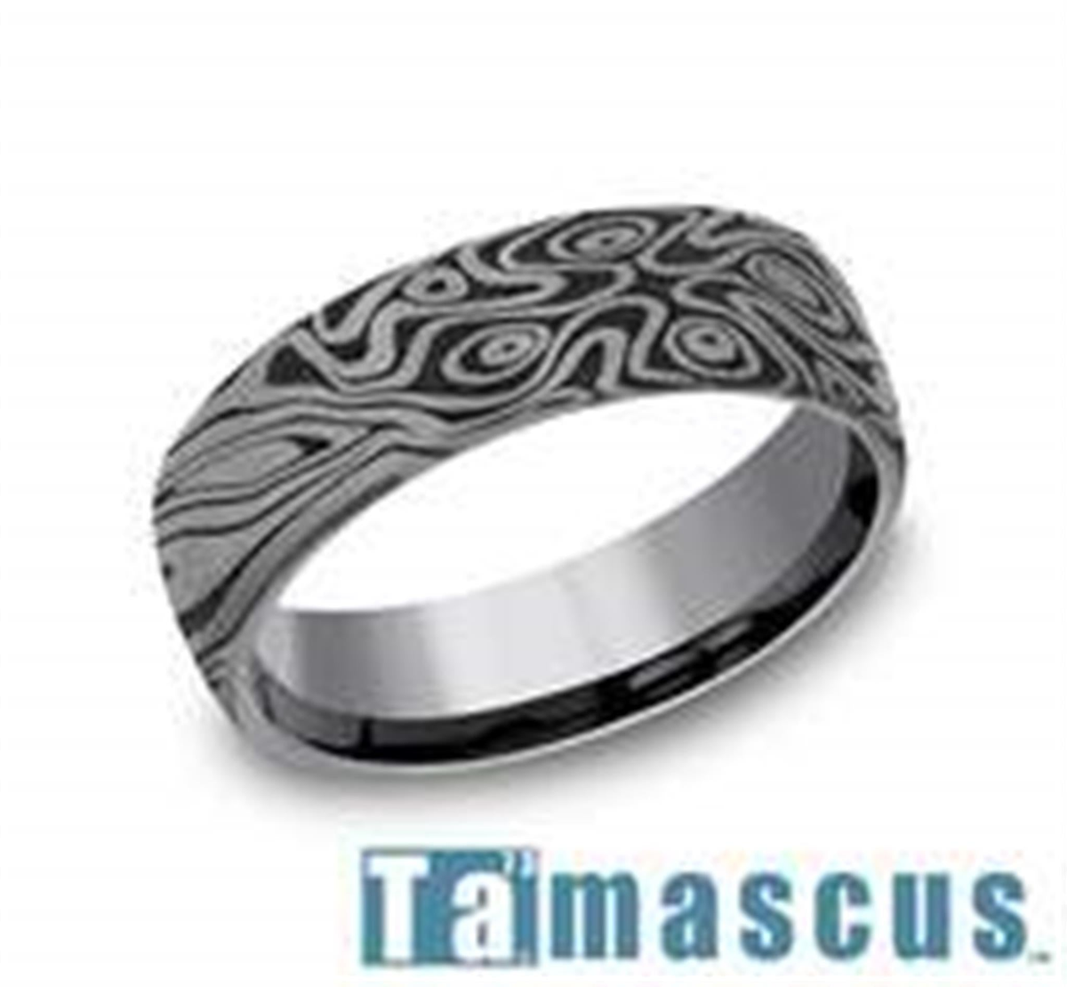 Tantalum Gray Engraved Wedding Band