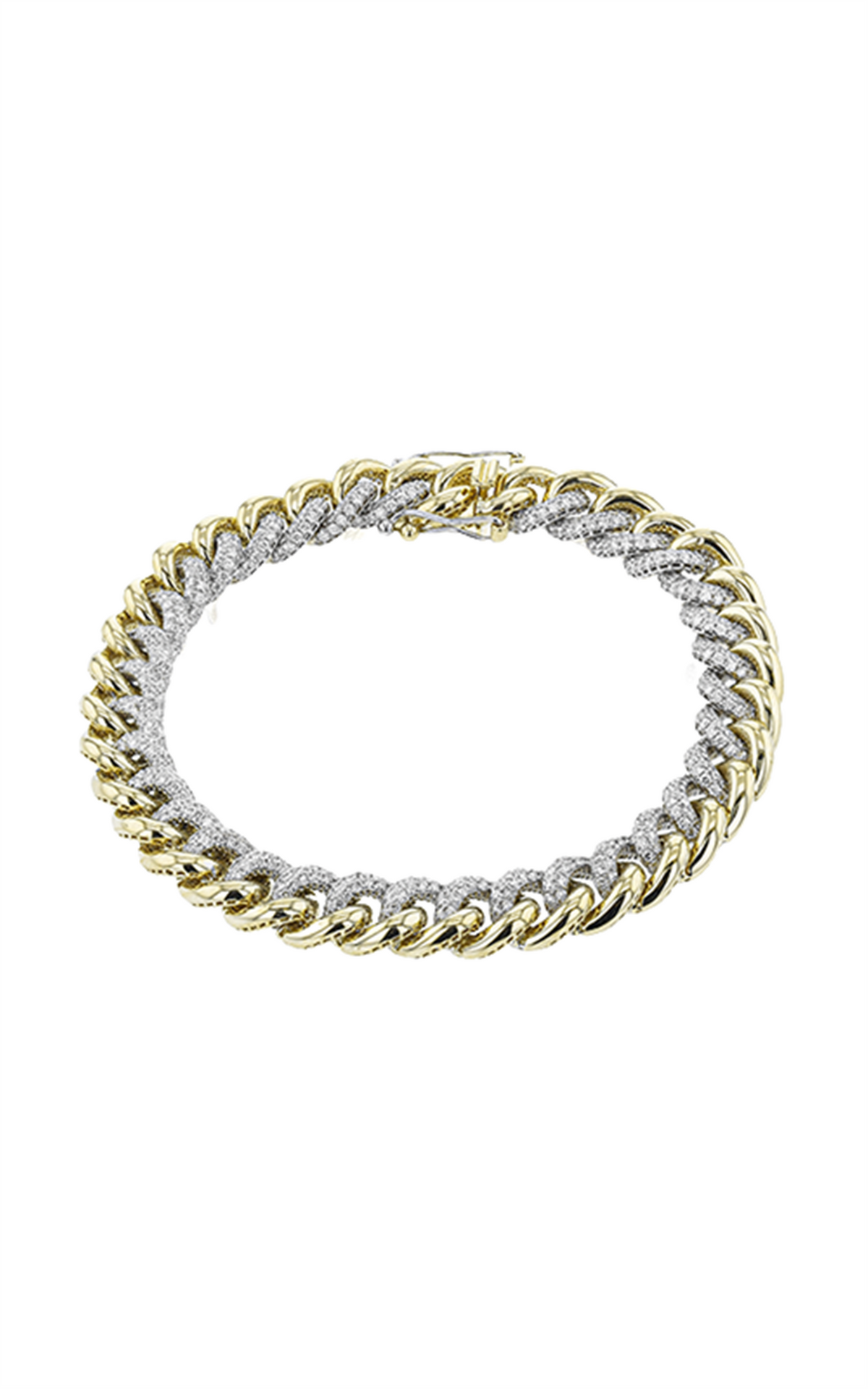 Simon G. 18Kt Yellow & White Gold Curb Link Bracelet With 2.87cttw Natural Diamonds