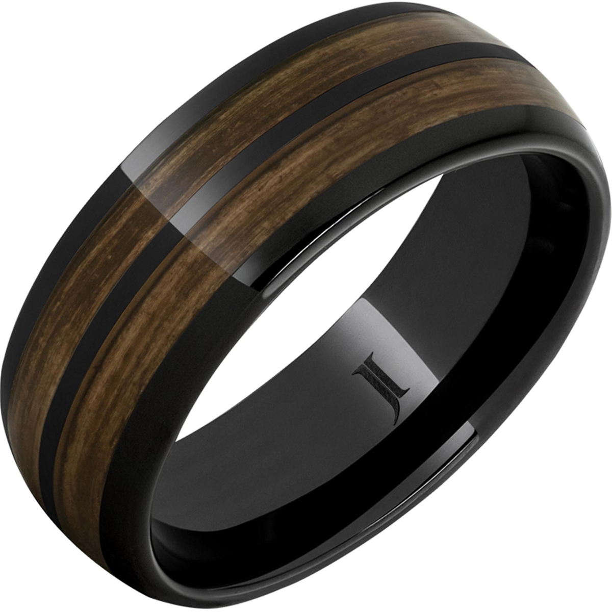 Ceramic Black Wood Inlay Band