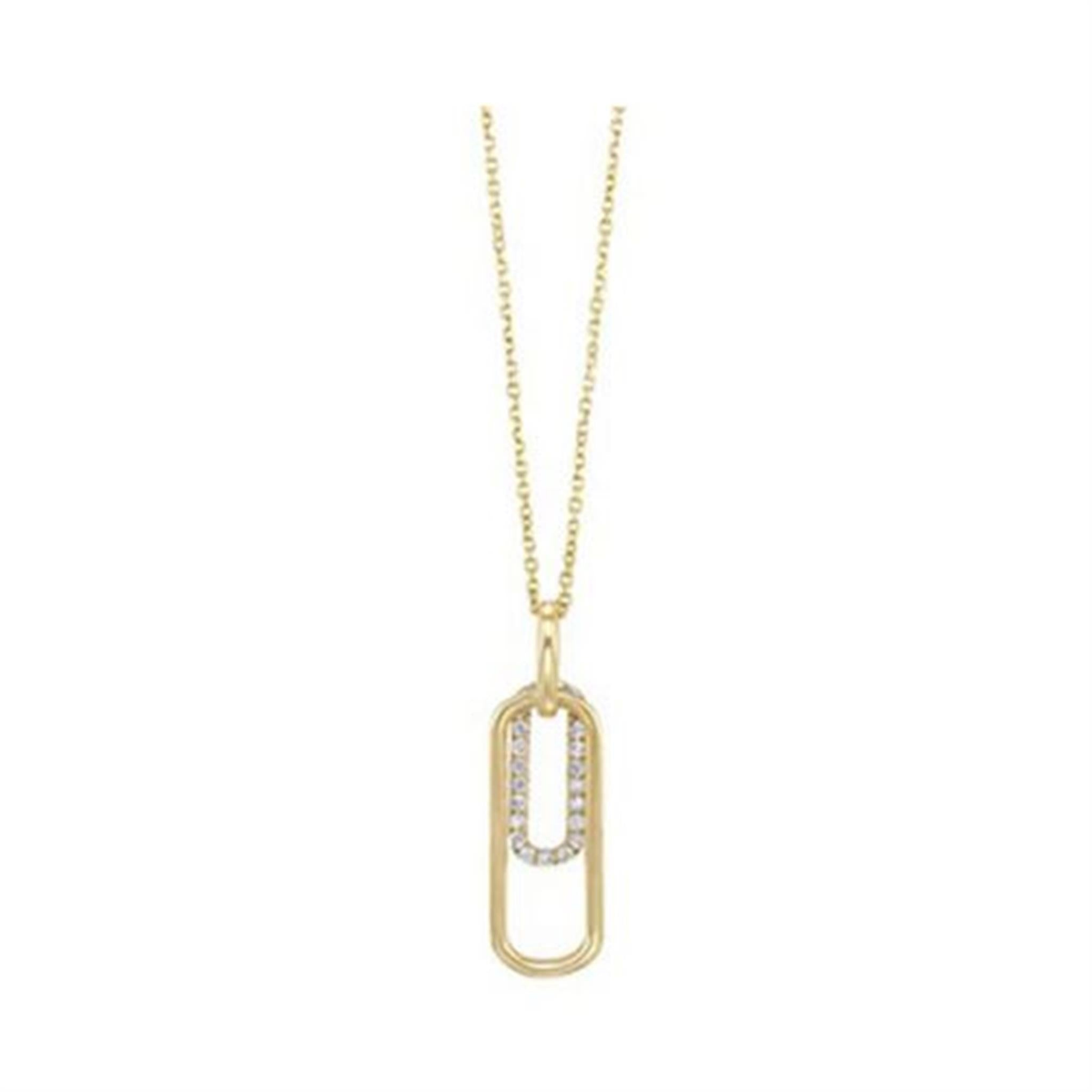 10kt Yellow Gold PaperClip Diamond Pendant with .10cttw Diamond