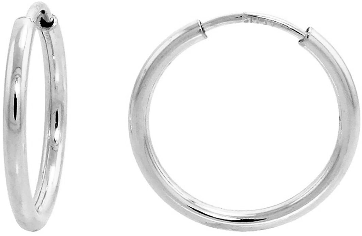 14Kt White Gold Round Hoop Earrings