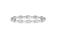 Lasker Couture 18Kt White Gold Tennis Bracelet with 2.58cttw Natural Fushion Set Baguettes and Round Diamonds