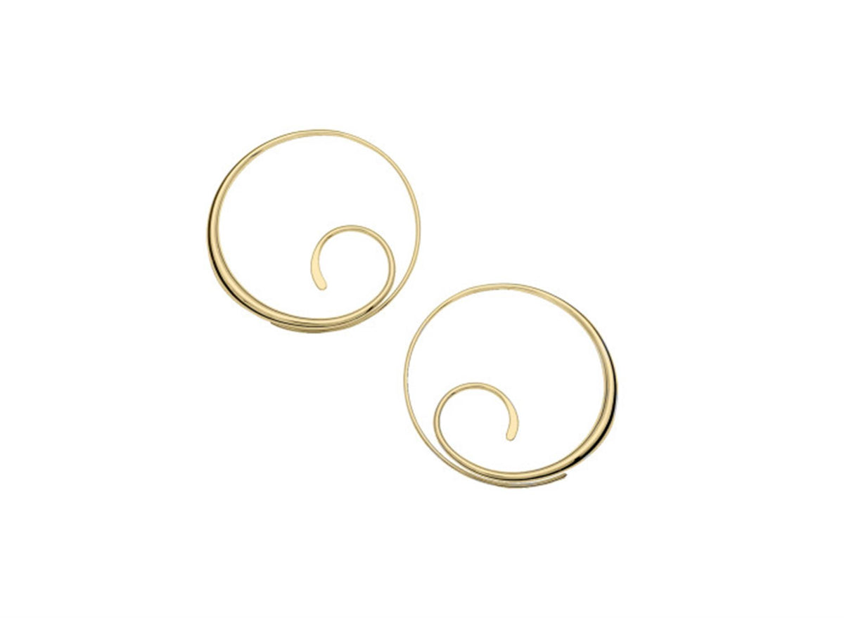 E.L. Designs 14Kt Yellow Gold 30mm Scrolling Hoop Earrings -Medium