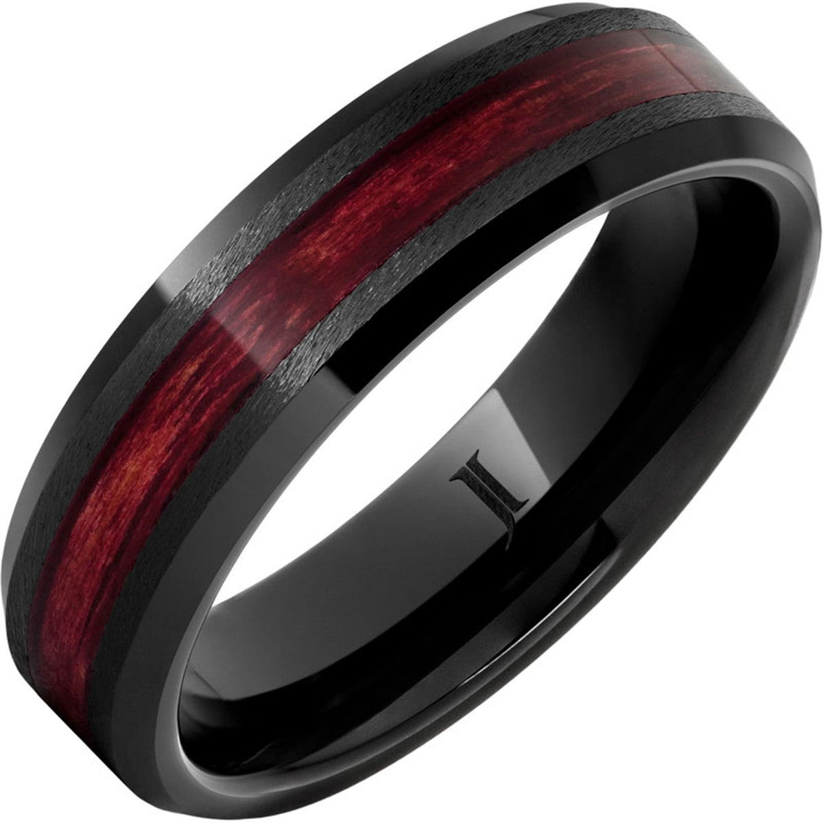 Ceramic Black Wood Inlay Band