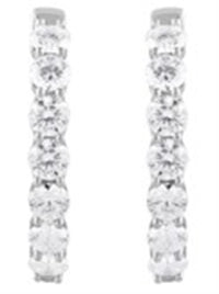 14Kt White Gold Oval Hoop Earrings With 6.00cttw Lab-Grown Diamonds