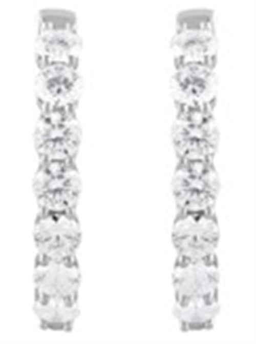 14Kt White Gold Oval Hoop Earrings With 6.00cttw Lab-Grown Diamonds