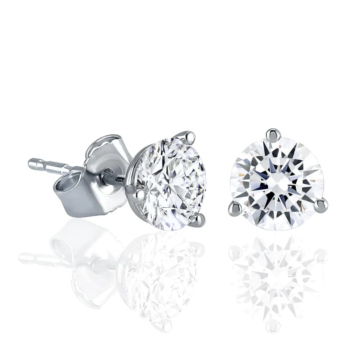 Fire & Ice Ideal Cut Natural Diamond Stud Earrings