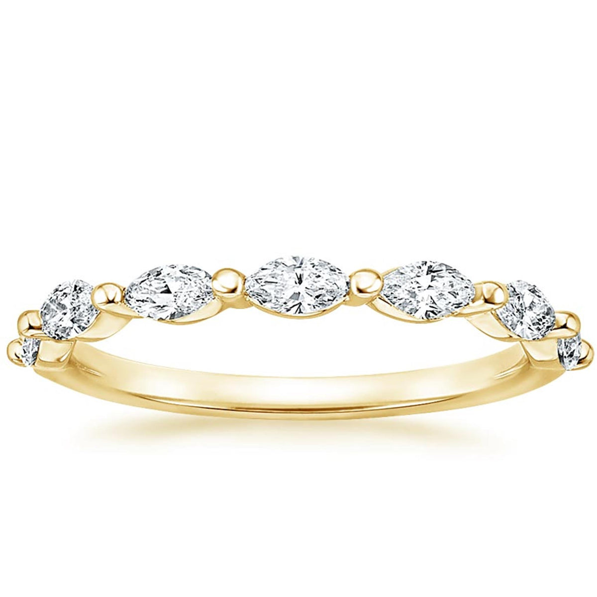 14Kt Yellow Gold Staclable Band With 1.03cttw Natural Marquise Diamonds