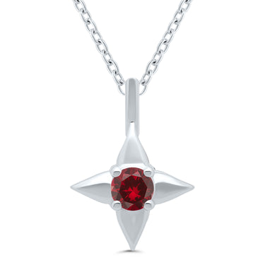 Star of Hope Sterling Silver January Birthstone Pendant with 3mm Round Garnet on 18" Chain