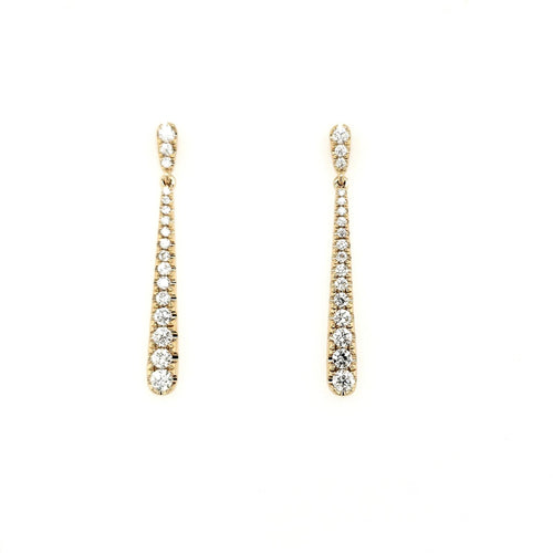 14Kt Yellow Gold Dangle Earrings 1.10cttw Natural Diamonds