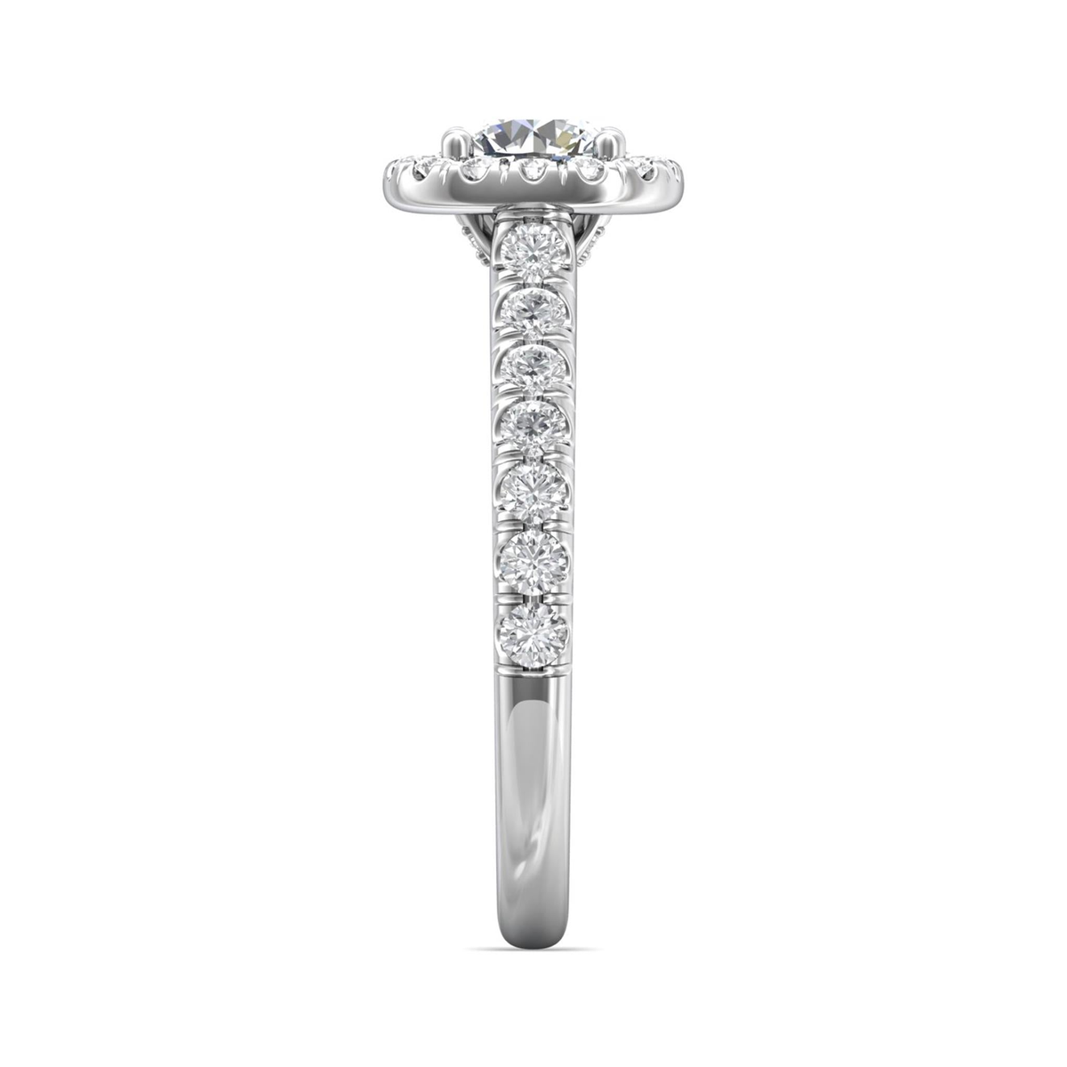 14Kt White Gold Halo Engagement Ring With 0.80ct Natural Center Diamond