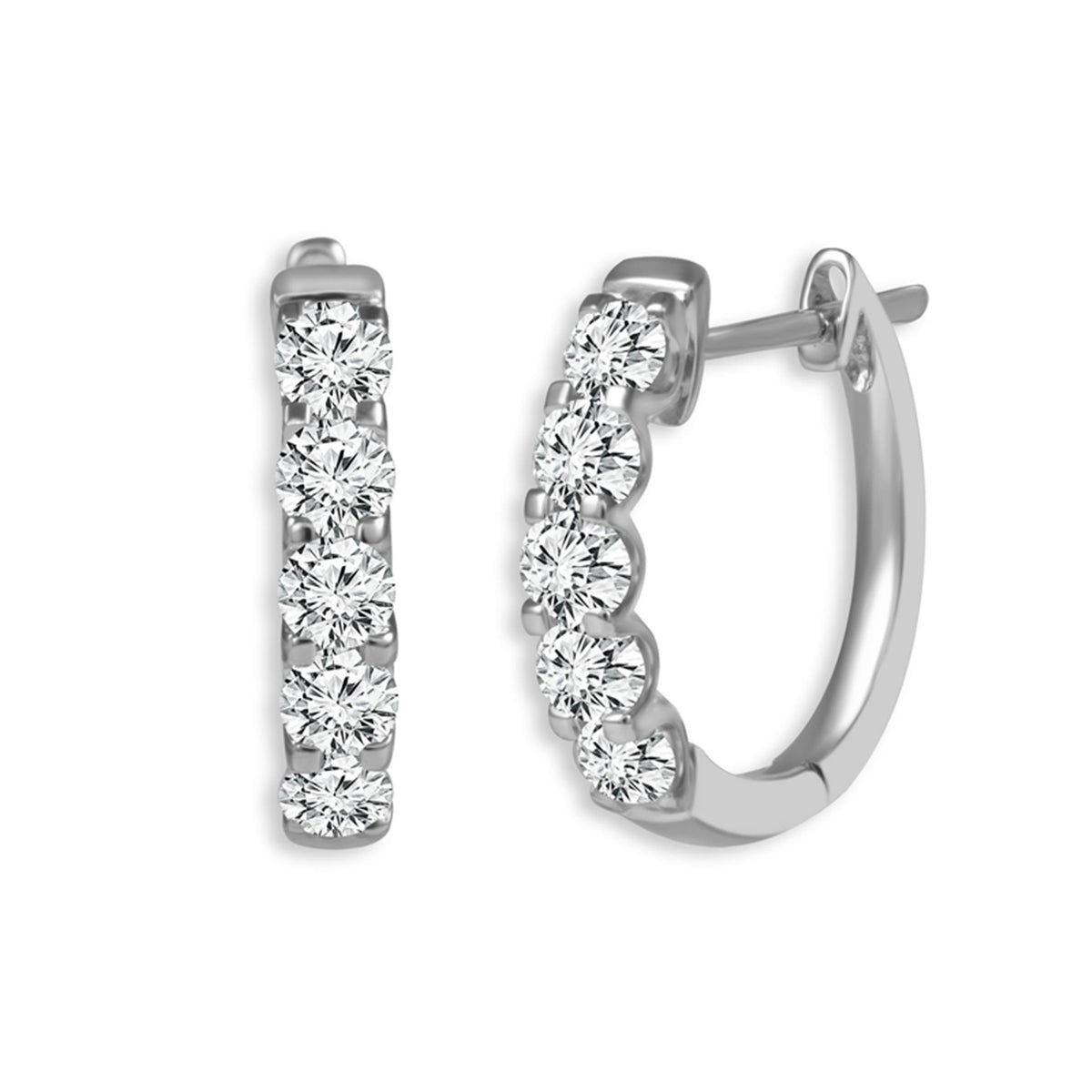 14Kt White Gold Round Oval Earrings With 1.51cttw Natural Diamonds