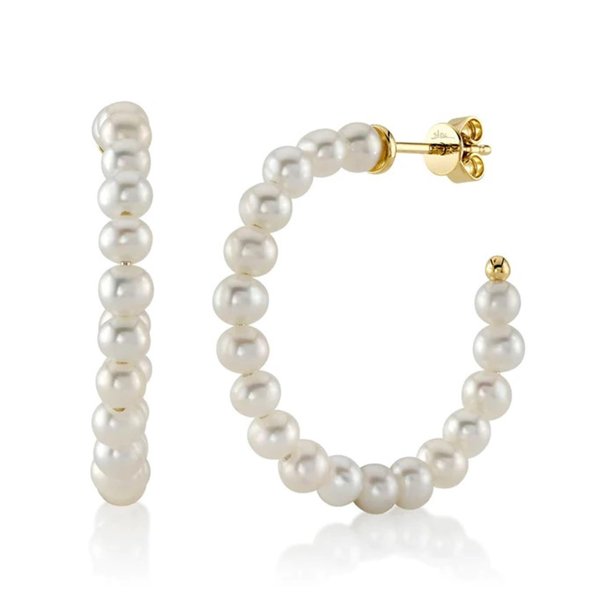 Shy Creation Gold Freshwater Cultered Pearl Hoop Earrings