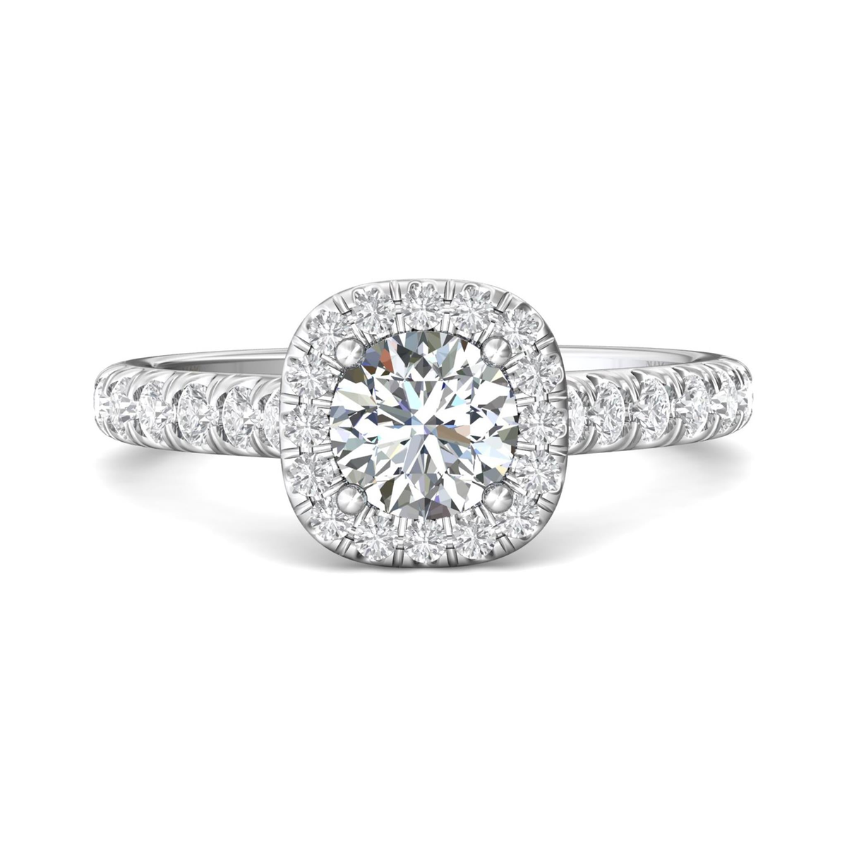 14Kt White Gold Halo Engagement Ring With 0.80ct Natural Center Diamond