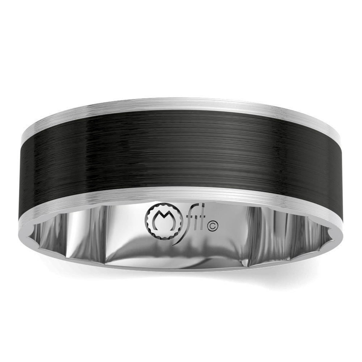 10Kt White Gold  M-FIT Band With Black Ceramic Inlay