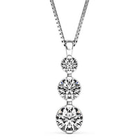 Past, Present, Future 14Kt White Gold 3-Stone Pendant With .50cttw Natural Diamond