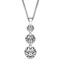 Past, Present, Future 14Kt White Gold 3-Stone Pendant With .25cttw Natural Diamond