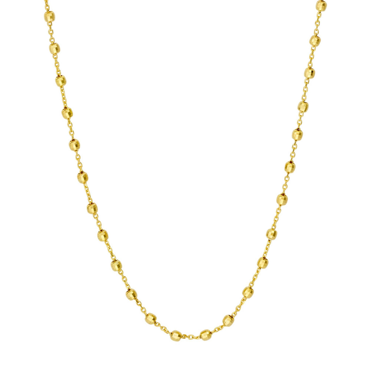 18" 14K Yellow Gold 2.5mm Bead Station Necklace