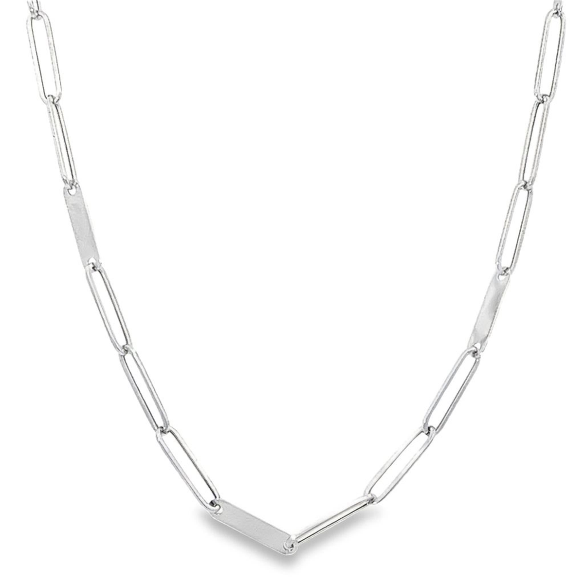 18" 14K White Gold Paper Clip Chain