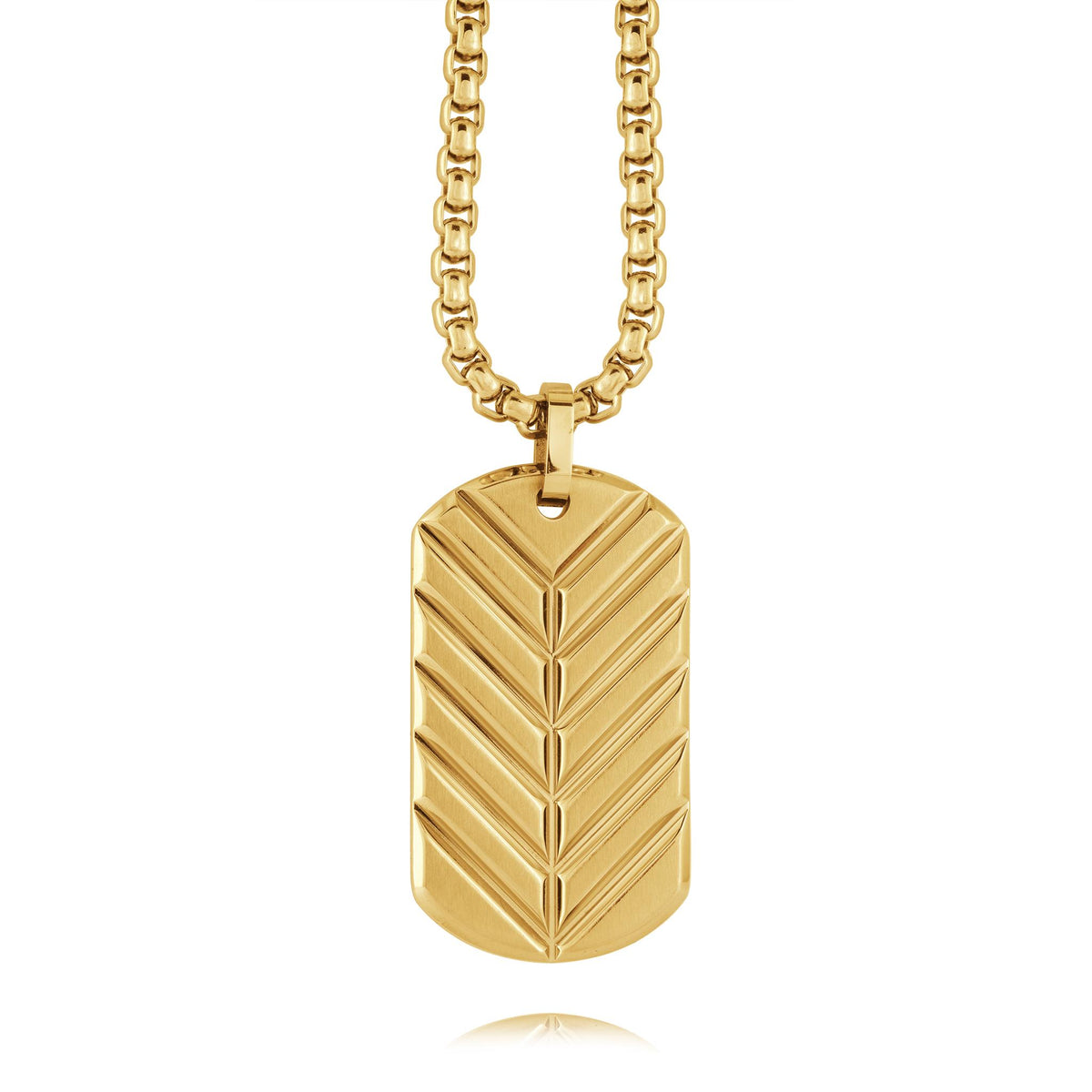 Italgem Stainless Steel Gold IP Plated Chevron ID Tag Necklace