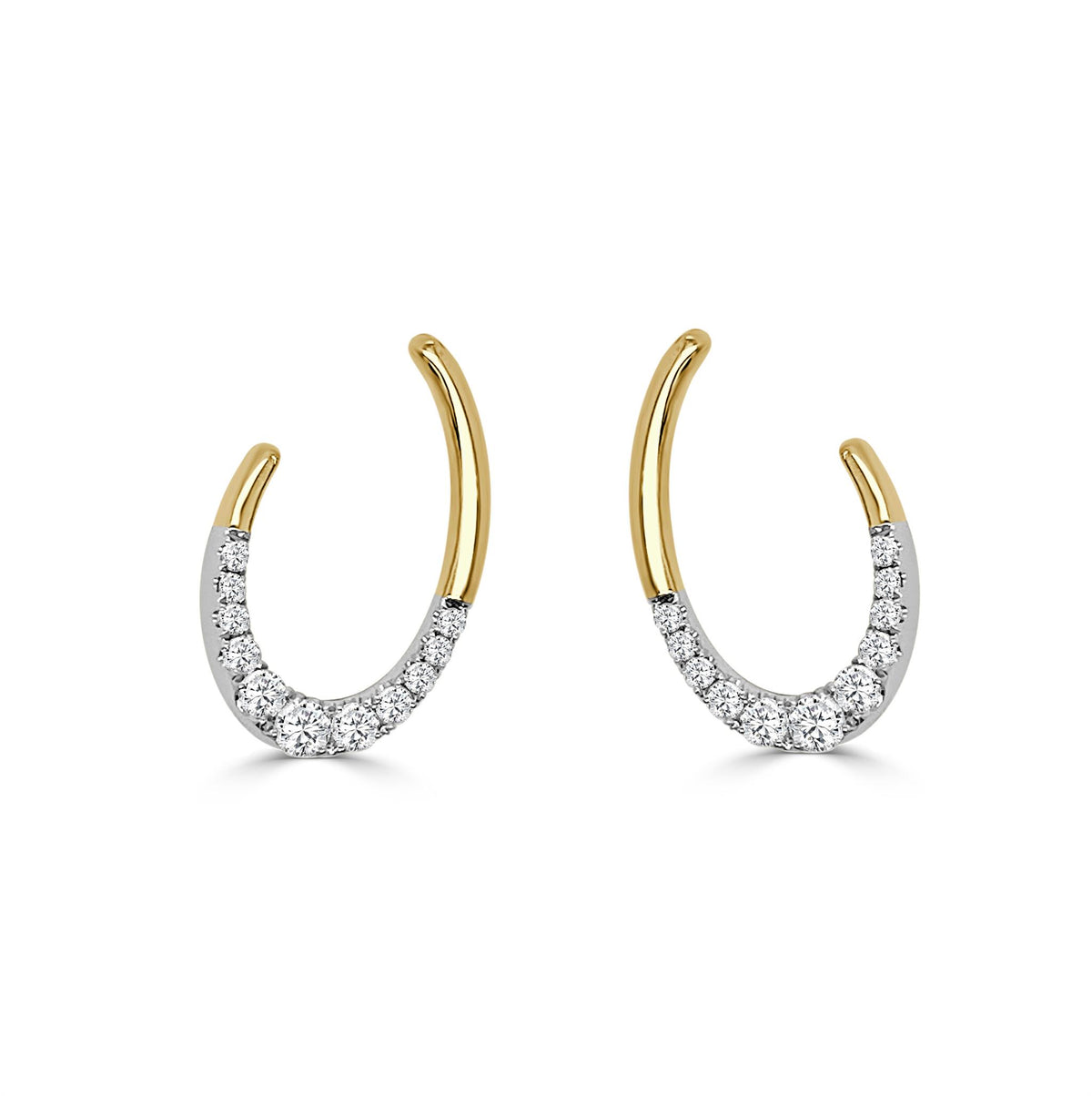 Frederic Sage 14Kt Yellow & White Gold Oval Earrings with Natural Diamonds